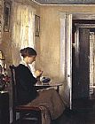 Edmund Charles Tarbell Canvas Paintings - Josephine Knitting